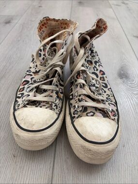 Virgo Leopard-Print High-Top Sneakers in Cream, Pink, Tan